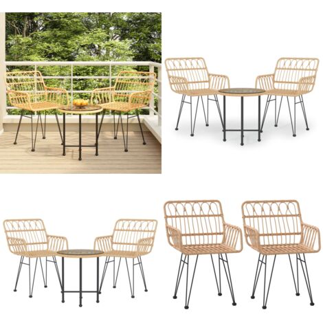 Set da Pranzo da Giardino 3 pz in Polyrattan - Tavolo da pranzo da esterno - Sedie da pranzo da giardino
