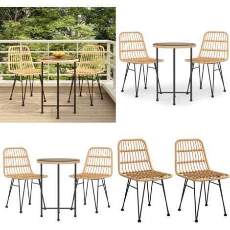 Set da Pranzo da Giardino 3 pz in Polyrattan - Tavolo da pranzo da esterno - Sedie da pranzo da giardino