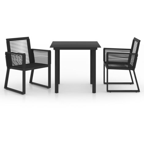 Set da Pranzo da Giardino 3 pz in Rattan PVC Nero vidaXL