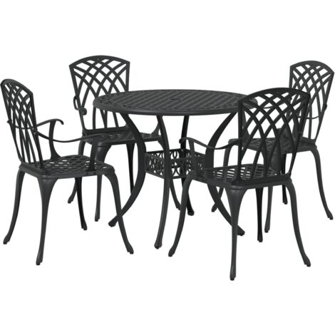 Set da pranzo da giardino 5 pezzi  in alluminio nero vidaXL