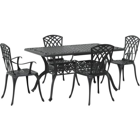 Set da Pranzo da Giardino 5 Pezzi in Alluminio pressofuso Nero vidaXL