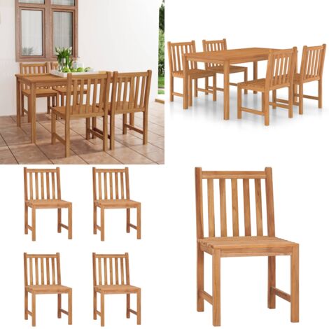 Set da pranzo da giardino 5 pz 150x90 cm in legno massello di teak - Tavolo da giardino - Sedie da giardino