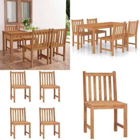 Set da pranzo da giardino 5 pz 160x80 cm in legno massello di teak - Tavolo in legno di teak - Sedie da giardino