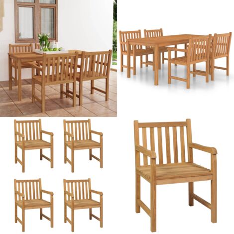 Set da pranzo da giardino 5 pz 180x90 cm in legno massello di teak - Tavolo da giardino - Sedie da giardino