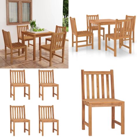 Set da pranzo da giardino 5 pz 80x80 cm in legno massello di teak - Tavolo in teak - Sedie da giardino