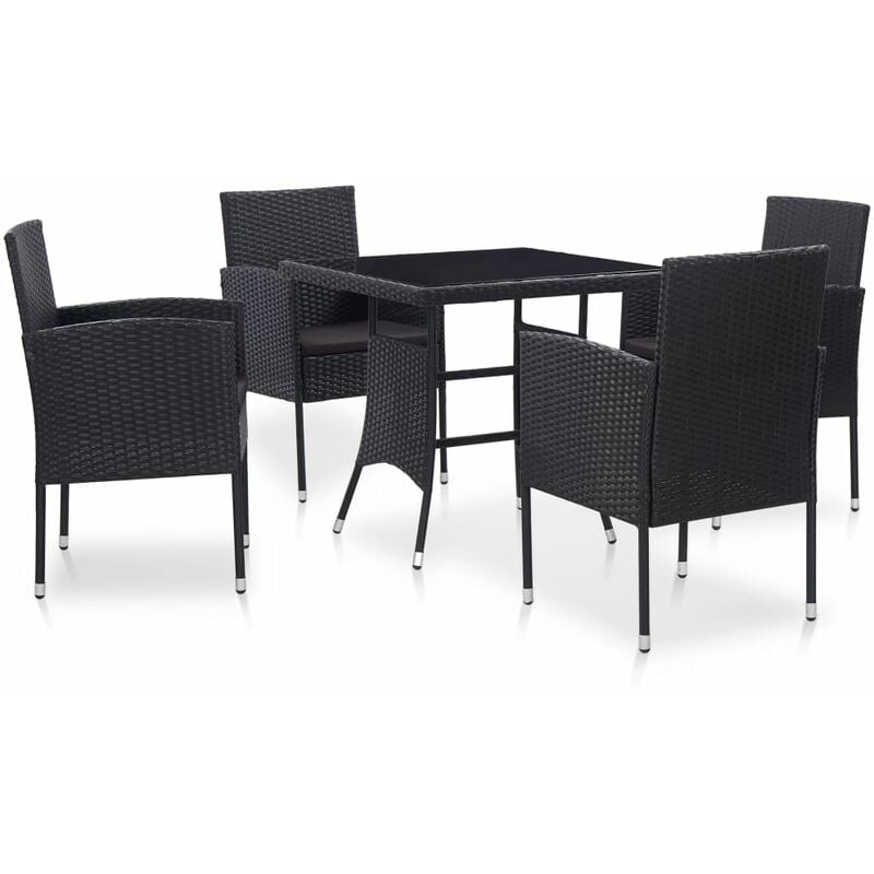 Set da Pranzo da Giardino 5 pz in Polyrattan Nero Vidaxl Nero