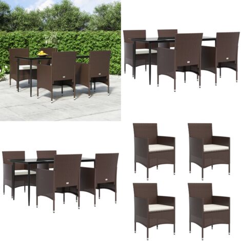 Set da Pranzo da Giardino 5 pz con Cuscini Marrone e Nero - Sedie da esterno - Tavolo da pranzo da giardino