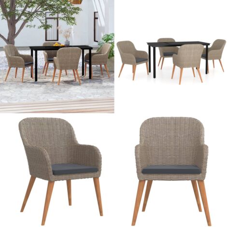 Set da Pranzo da Giardino 5 pz con Cuscini Marrone - Tavolo da pranzo da esterno - Sedie da giardino