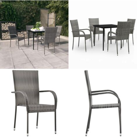 Set da Pranzo da Giardino 5 pz Grigio e Nero - Tavolo da pranzo da esterno - Sedie da giardino