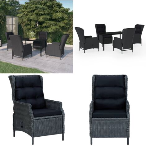 Set da Pranzo da Giardino 5 pz Grigio Scuro - Sedie da giardino - Tavolo da giardino