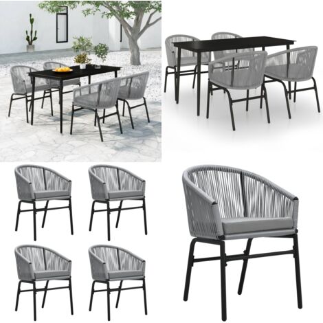 Set da Pranzo da Giardino 5 pz Grigio - Tavolo da pranzo da esterno - Sedie da giardino