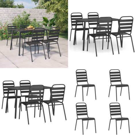 Set da Pranzo da Giardino 5 pz in Acciaio Antracite - Sedie da giardino - Tavolo da pranzo da esterno