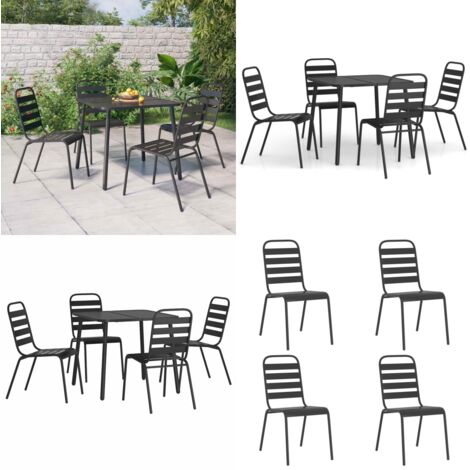 Set da Pranzo da Giardino 5 pz in Acciaio Antracite - Sedie da giardino - Tavolo da pranzo da esterno