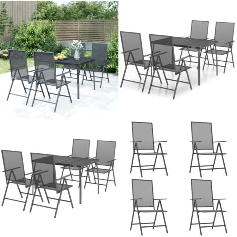 Set da Pranzo da Giardino 5 pz in Acciaio Antracite - Tavolo da pranzo da esterno - Sedie da giardino