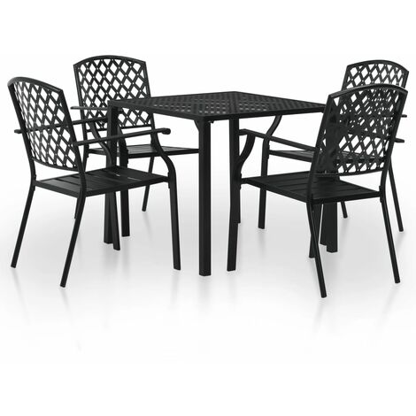 vidaXL Set Tavolo e Sedie da Bistr/ò 3 pz in Rete Acciaio Nera Bar da Giardino