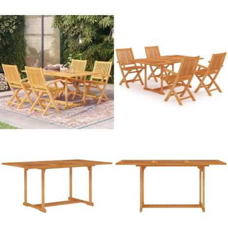 Set da Pranzo da Giardino 5 pz in Legno Massello di Teak - Tavolo in teak - Sedie in teak