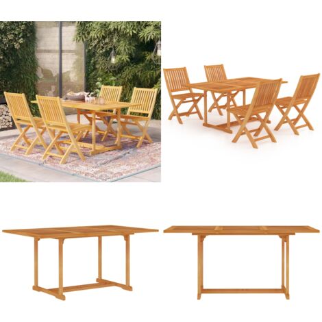 Set da Pranzo da Giardino 5 pz in Legno Massello di Teak - Tavolo in teak - Sedie pieghevoli