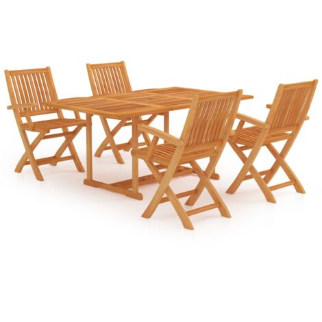 Set da Pranzo da Giardino 5 pz in Legno Massello di Teak vidaXL