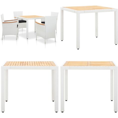 Set da Pranzo da Giardino 5 pz in Polyrattan Bianco - Tavolo da pranzo da giardino - Sedie da giardino