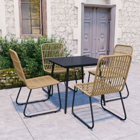Set da Pranzo da Giardino 5 pz in Polyrattan e Vetro vidaXL