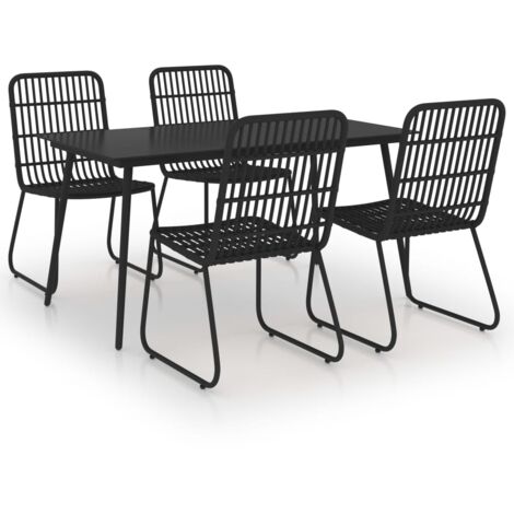 Set da Pranzo da Giardino 5 pz in Polyrattan e Vetro vidaXL