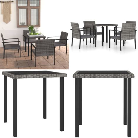 Set da Pranzo da Giardino 5 pz in Polyrattan Grigio - Tavolo da giardino - Sedie da giardino
