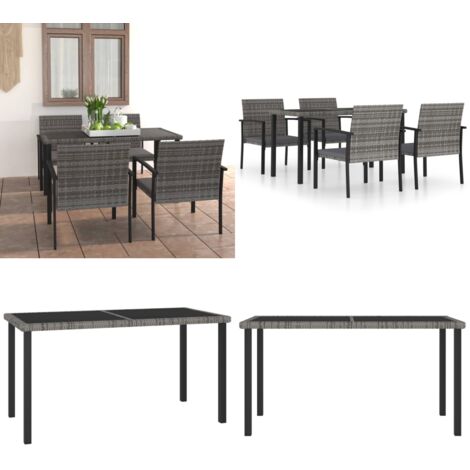 Set da Pranzo da Giardino 5 pz in Polyrattan Grigio - Tavolo da giardino - Sedie da giardino