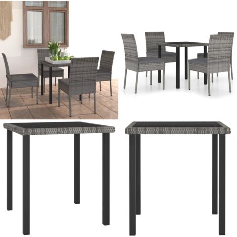 Set da Pranzo da Giardino 5 pz in Polyrattan Grigio - Tavolo da giardino - Sedie da giardino