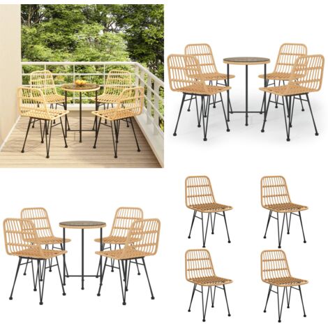 Set da Pranzo da Giardino 5 pz in Polyrattan - Tavolo da pranzo da esterno - Sedie da pranzo da giardino