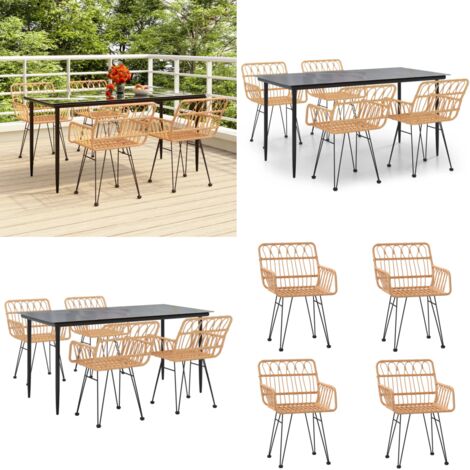 Set da Pranzo da Giardino 5 pz in Polyrattan - Tavolo da pranzo da esterno - Sedie da pranzo da giardino