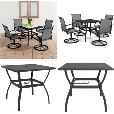 Set da Pranzo da Giardino 5 pz in Textilene e Acciaio - Tavolo da pranzo esterno - Sedie da pranzo esterno