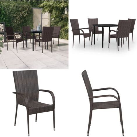 Set da Pranzo da Giardino 5 pz Marrone e Nero - Tavolo da pranzo da esterno - Sedie da giardino