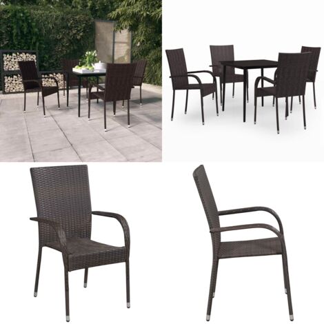 Set da Pranzo da Giardino 5 pz Marrone e Nero - Tavolo da pranzo esterno - Sedie da giardino