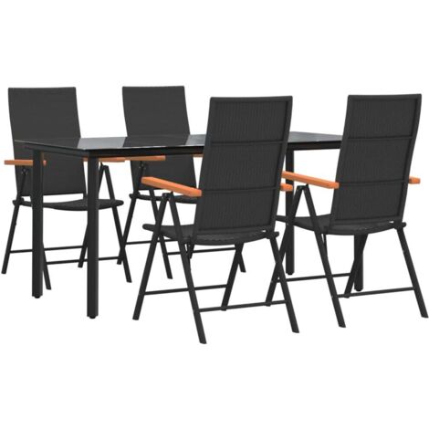 Set da Pranzo da Giardino 5 pz Nero e Marrone in Polyrattan vidaXL