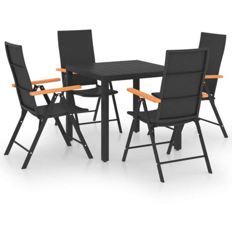 Set da Pranzo da Giardino 5 pz Nero e Marrone vidaXL