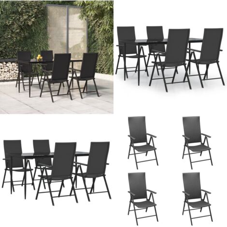 Set da Pranzo da Giardino 5 pz Nero in Polyrattan - Tavolo da pranzo esterno - Sedie da giardino