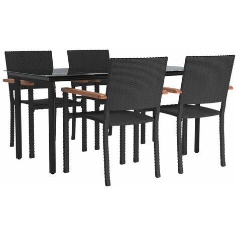 Set da Pranzo da Giardino 5 pz Nero in Polyrattan vidaXL