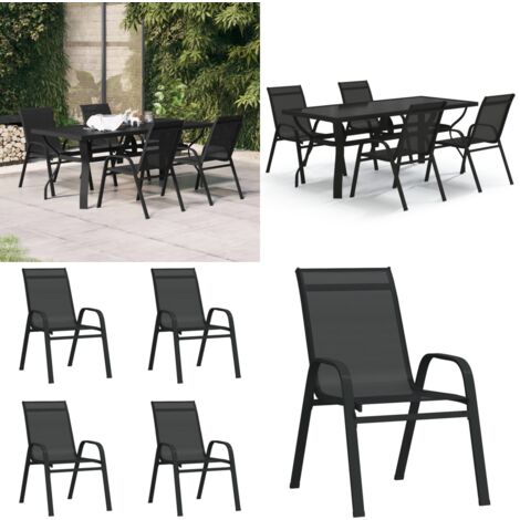 Set da Pranzo da Giardino 5 pz Nero - Tavolo da giardino - Sedie da giardino