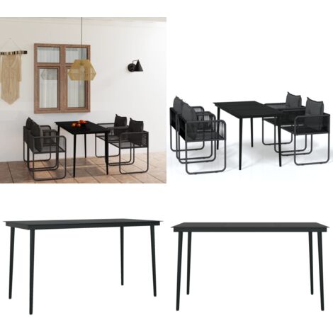 Set da Pranzo da Giardino 5 pz Nero - Tavolo da giardino - Sedie da giardino