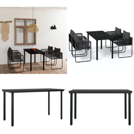 Set da Pranzo da Giardino 5 pz Nero - Tavolo da giardino - Sedie da giardino