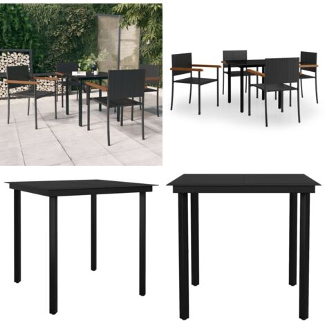 Set da Pranzo da Giardino 5 pz Nero - Tavolo da pranzo da esterno - Sedie da giardino