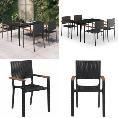 Set da Pranzo da Giardino 5 pz Nero - Tavolo da pranzo da esterno - Sedie da giardino