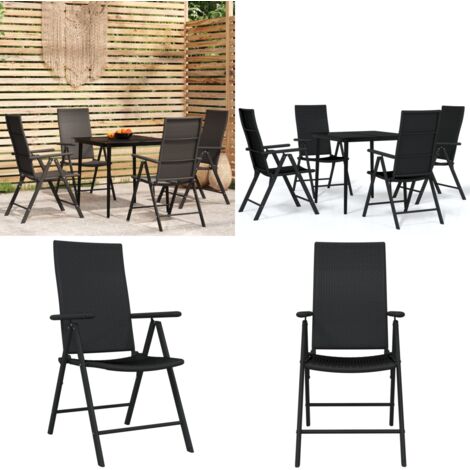 Set da Pranzo da Giardino 5 pz Nero - Tavolo da pranzo da esterno - Sedie da giardino