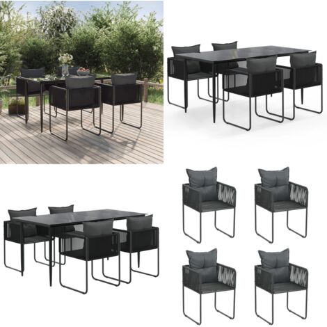 Set da Pranzo da Giardino 5 pz Nero - Tavolo da pranzo da esterno - Sedie da giardino