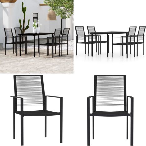 Set da Pranzo da Giardino 5 pz Nero - Tavolo da pranzo da esterno - Sedie da giardino