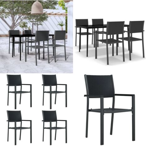 Set da Pranzo da Giardino 5 pz Nero - Tavolo da pranzo da esterno - Sedie da pranzo da esterno