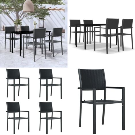 Set da Pranzo da Giardino 5 pz Nero - Tavolo da pranzo da esterno - Sedie da pranzo da esterno