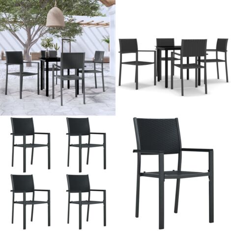 Set da Pranzo da Giardino 5 pz Nero - Tavolo da pranzo da esterno - Sedie da pranzo da esterno