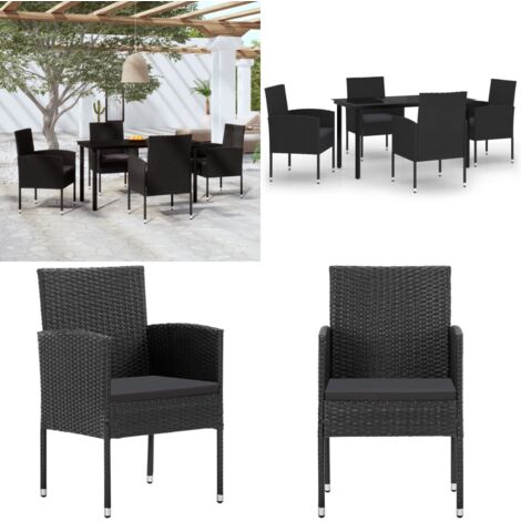 Set da Pranzo da Giardino 5 pz Nero - Tavolo da pranzo esterno - Sedie da giardino