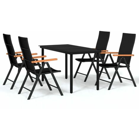 Set da Pranzo da Giardino 5 pz Nero vidaXL